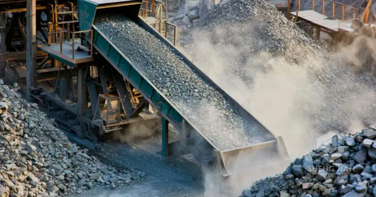 A bucket elevator moving dry materials in an industrial setting.